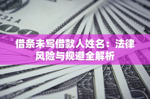武汉借条未写借款人姓名：法律风险与规避全解析