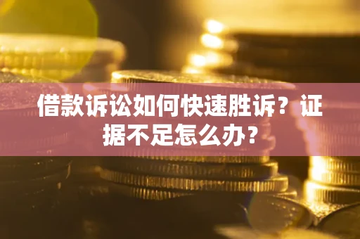 武汉借款诉讼如何快速胜诉？证据不足怎么办？